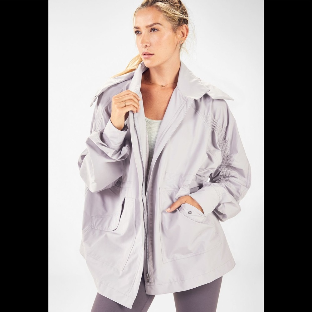 Fabletics | Giana Rain Jacket with snap off hood